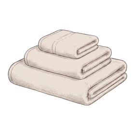 Asciugamani in spugna piegati, disegno